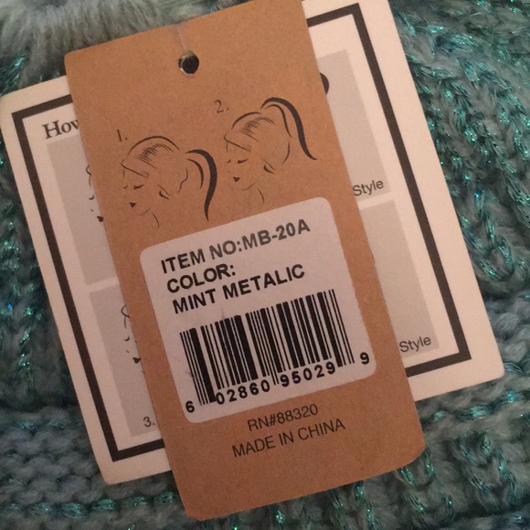 C.C Messy Bun Beanie Tail in Mint Metallic - Picture 6 of 15